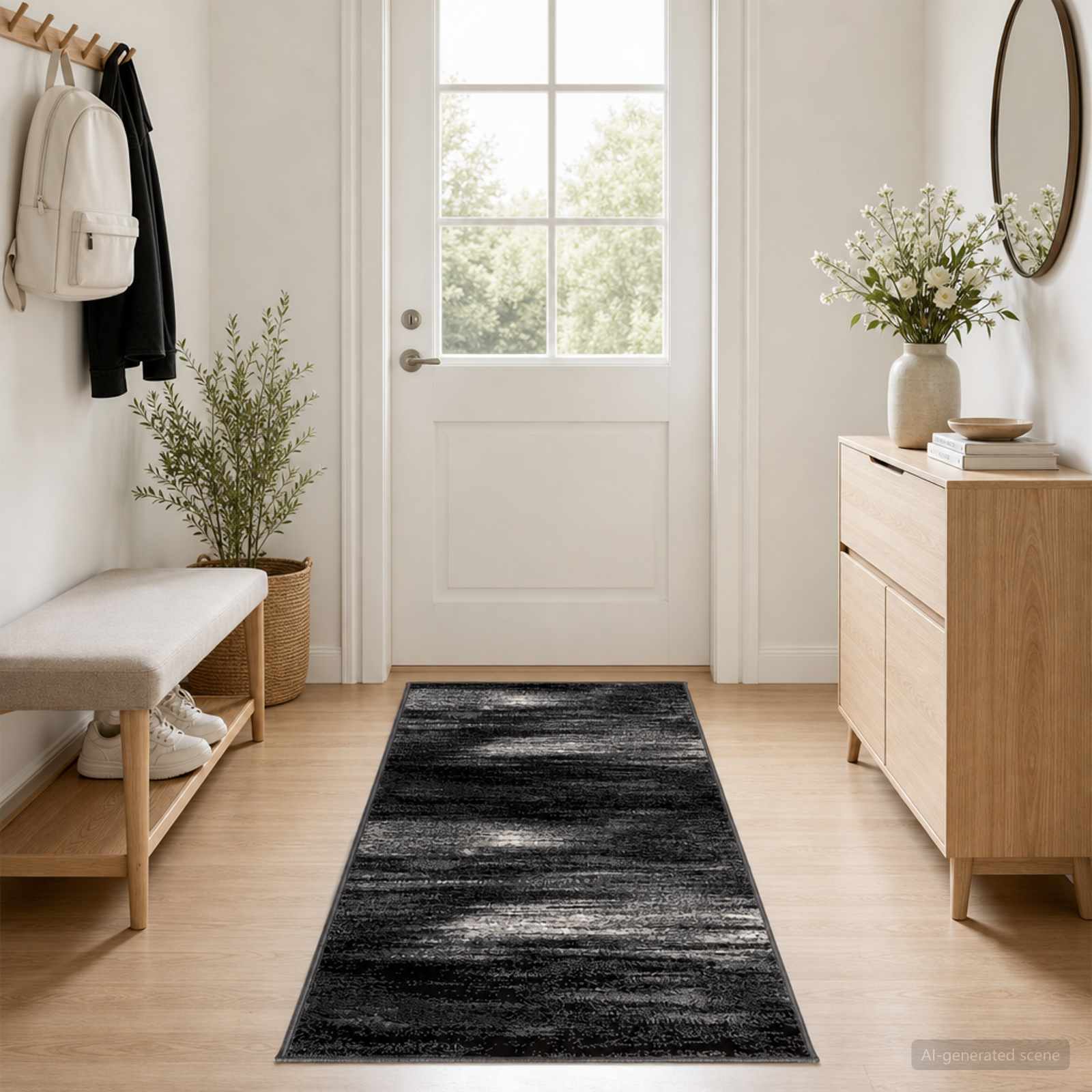 Jooksurug FLORNES Kootud Must Pintslitõmbed 80 x 350 cm PP 7 mm