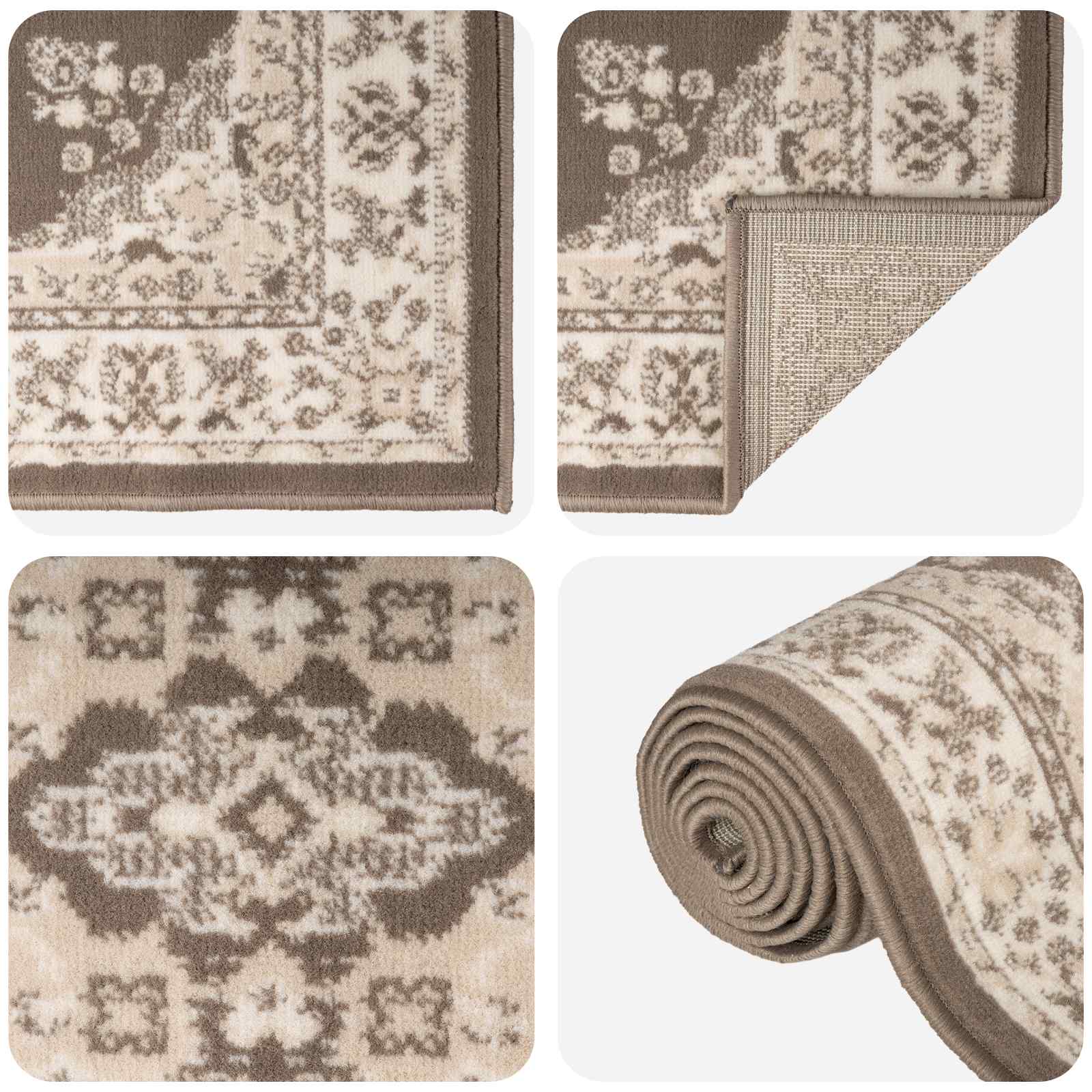 Jooksurug FLORNES Kootud Taupe muster 80 x 150 cm PP 7 mm