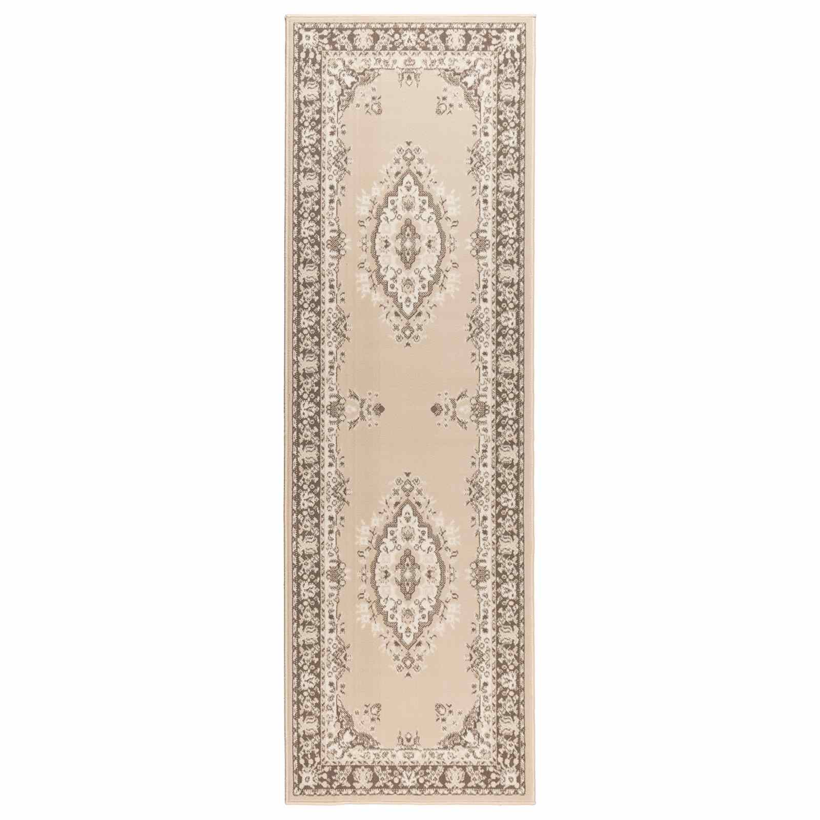 Jooksurug FLORNES Kootud Ekrüü mustriga 100 x 250 cm PP 7 mm