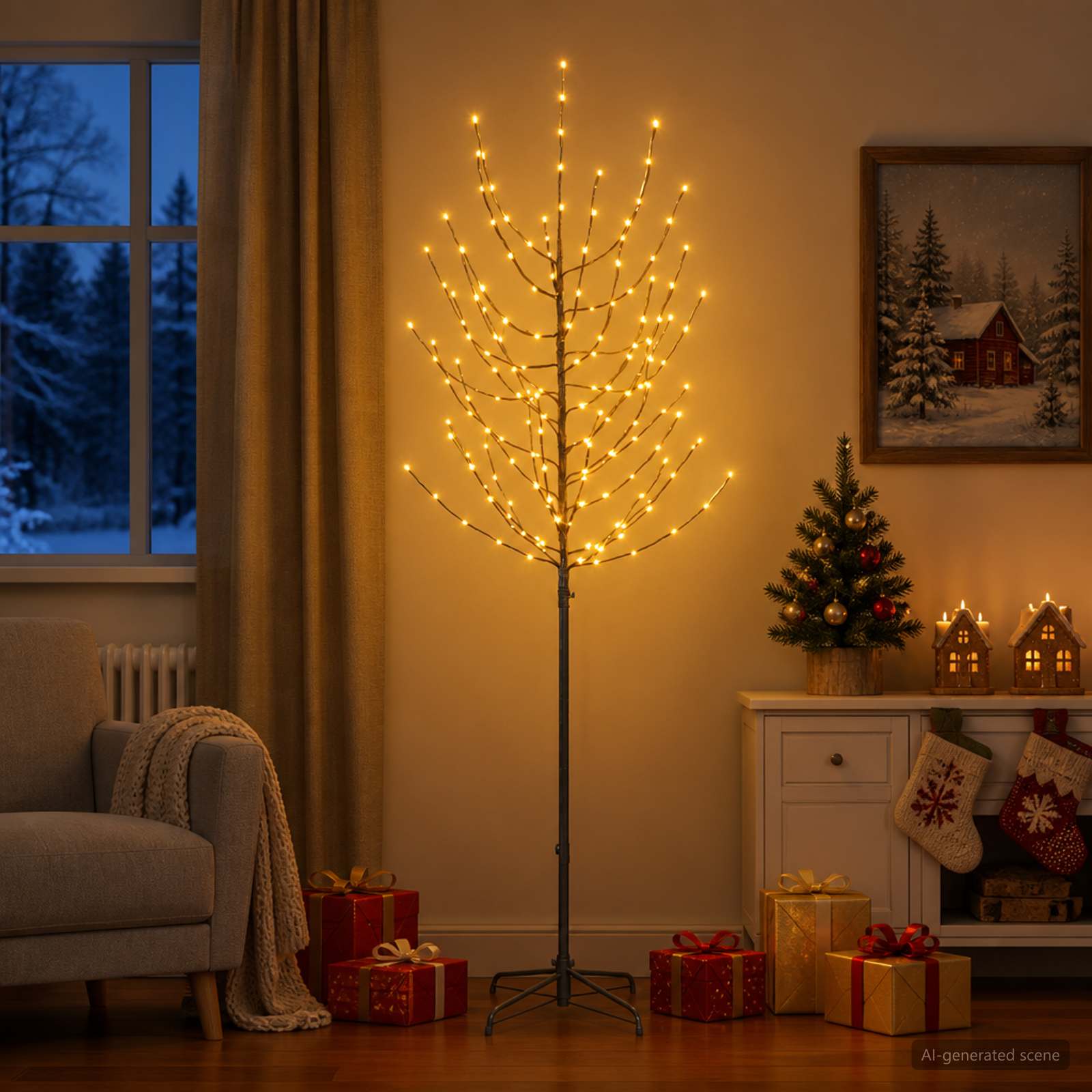 LED jõulupuu Must 210 cm Teras 180 LED-i