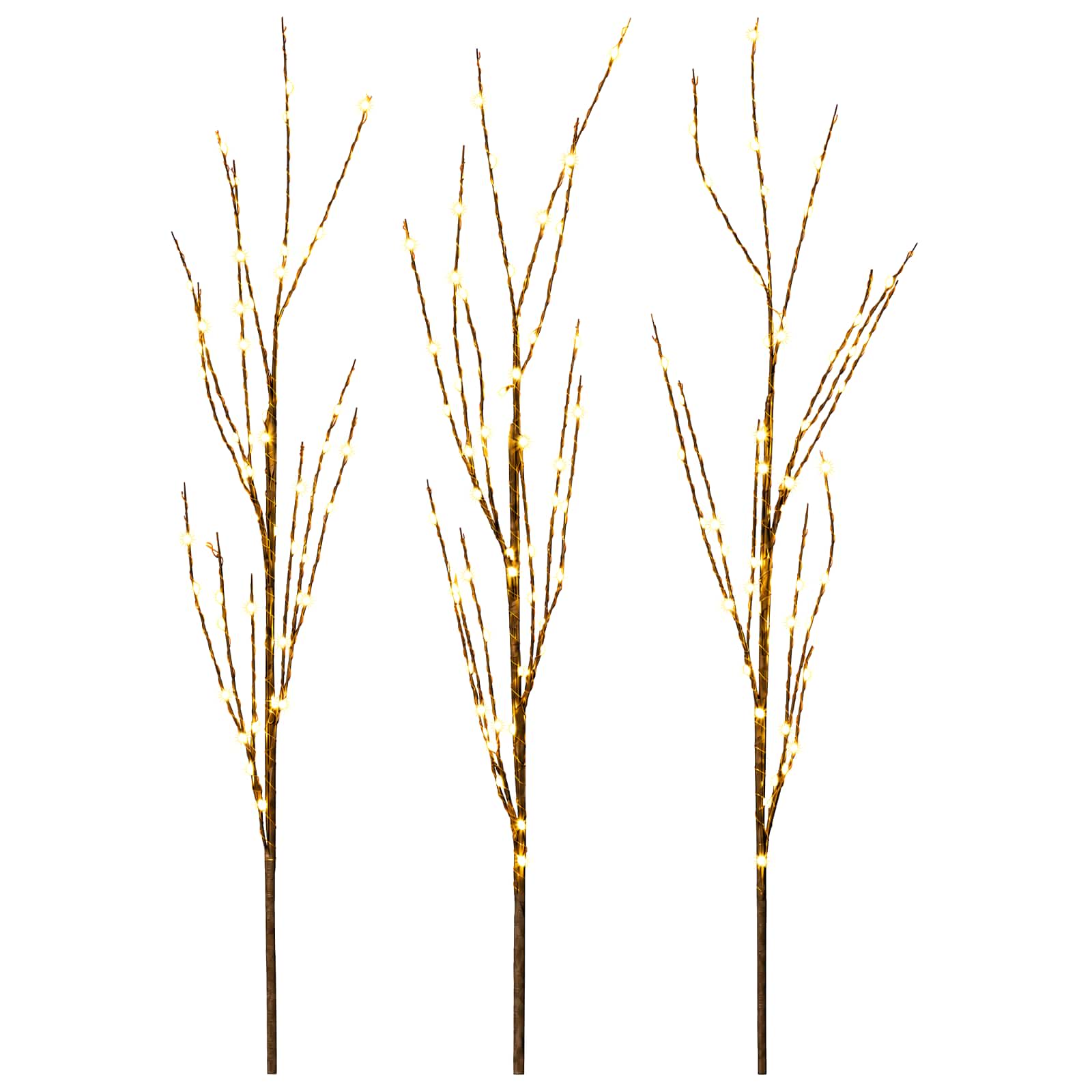 LED-vaskokstega jõulukaunistus 3 tk Pruun 62 cm Teras 165 LED-i