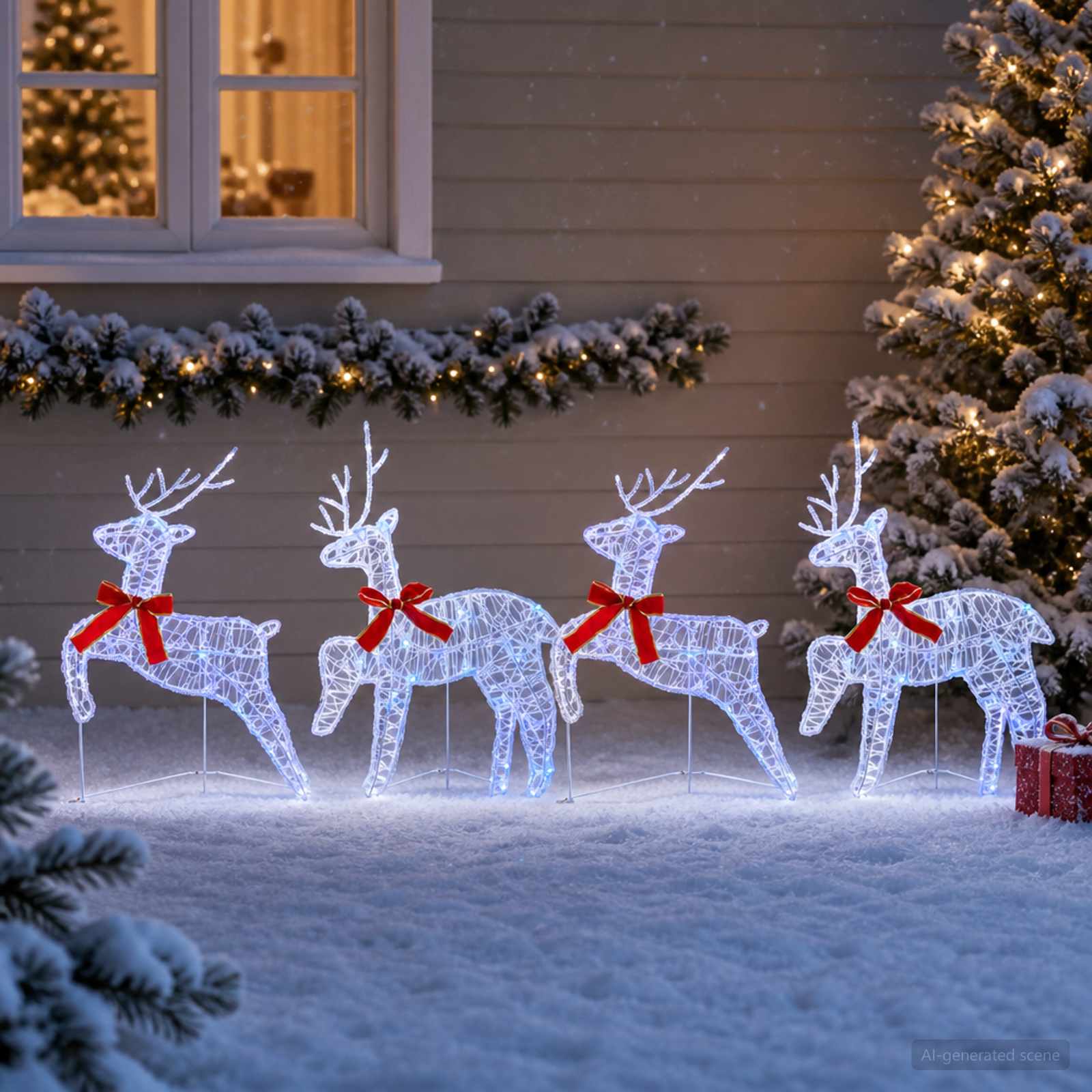 Jõuluvana põhjapõder 4 tk 80 LED-i Sinine 43 x 19 x 65 cm