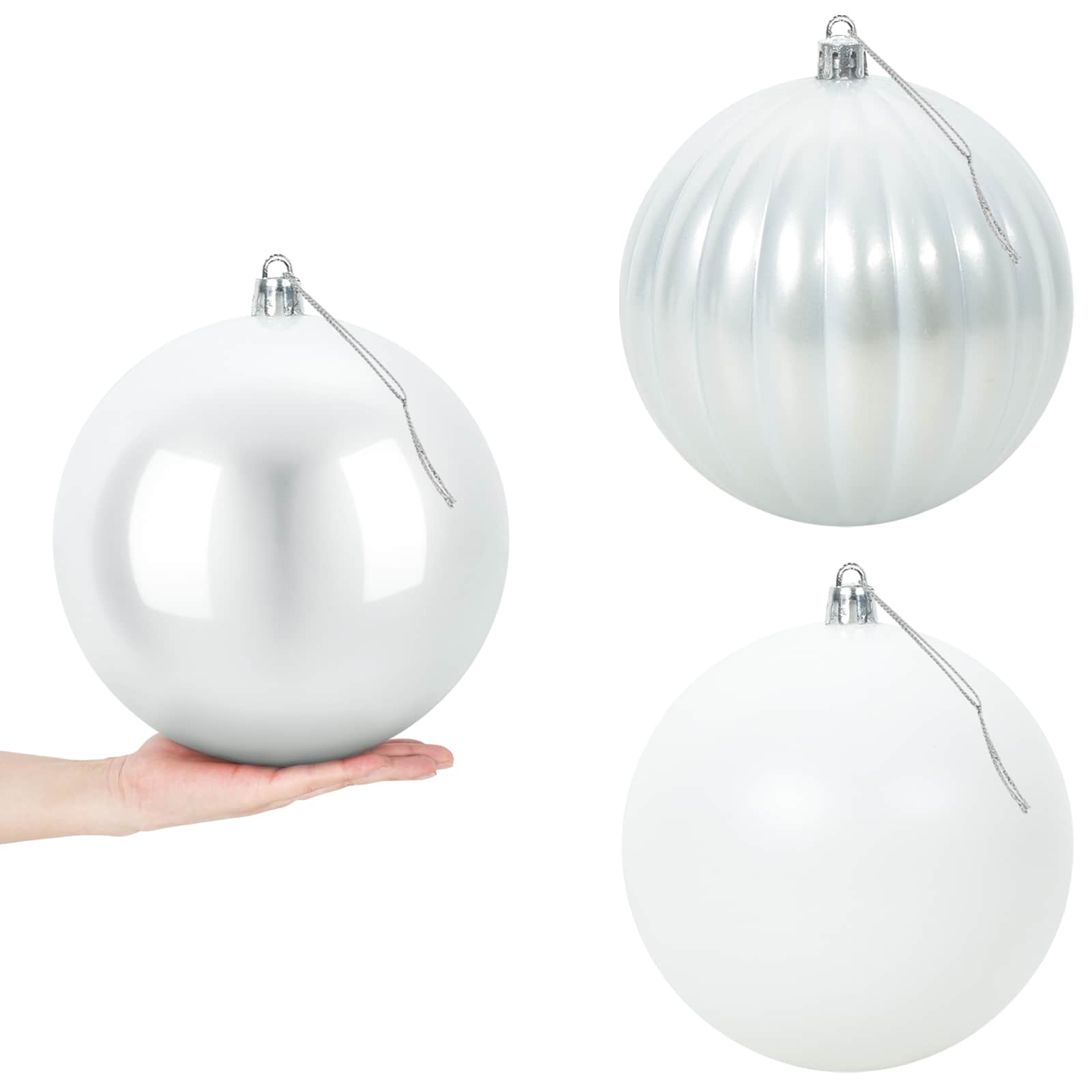 Jõulukuulide komplekt XXL 3 tk Valge Ø 25 cm Plastmass