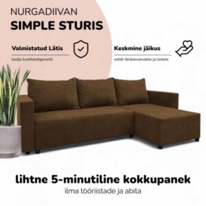 Nurgadiivan lahtikäiva voodiga ja panipaigaga STURIS