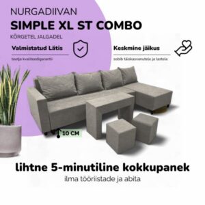 Suur nurgadiivan lauakese ja tumbadega XL ST COMBO